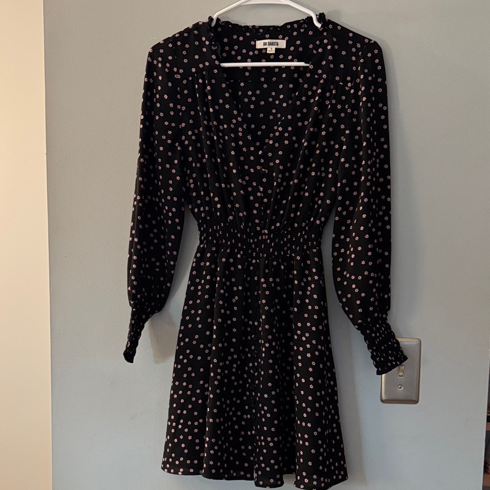 H&M Black Dress with Pink Floral Pattern